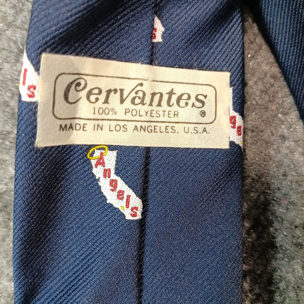 Vintage California Angels Neck Tie Mens One Size Blue MLB Baseball Cervantes 80s - Picture 3 of 4